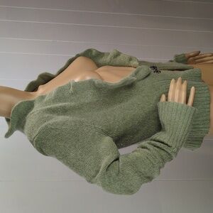 Angora & Wool Blend Frilly Olive Green Sweater Large